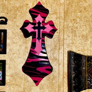 Pink and Black Zebra Cross